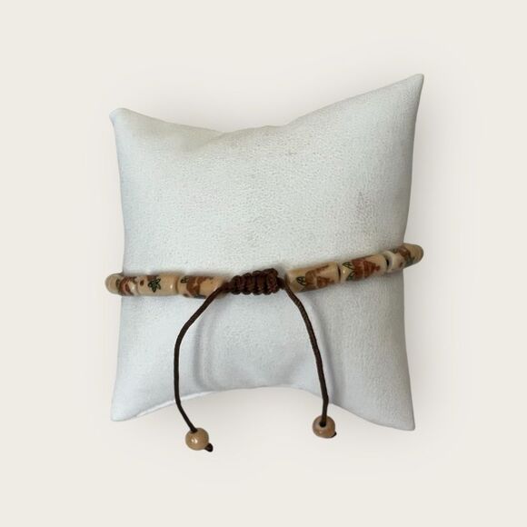 Long Beaded porcelain bracelet Asian style adjustable size - Picture 4 of 5